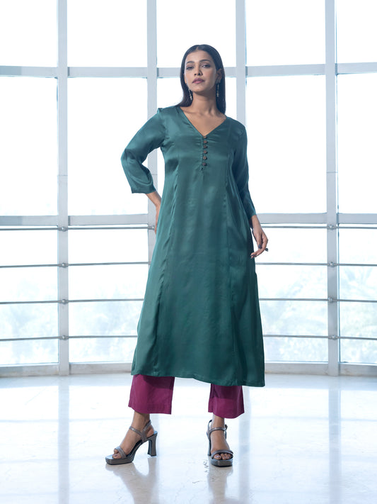 Teal green a line modal kurta