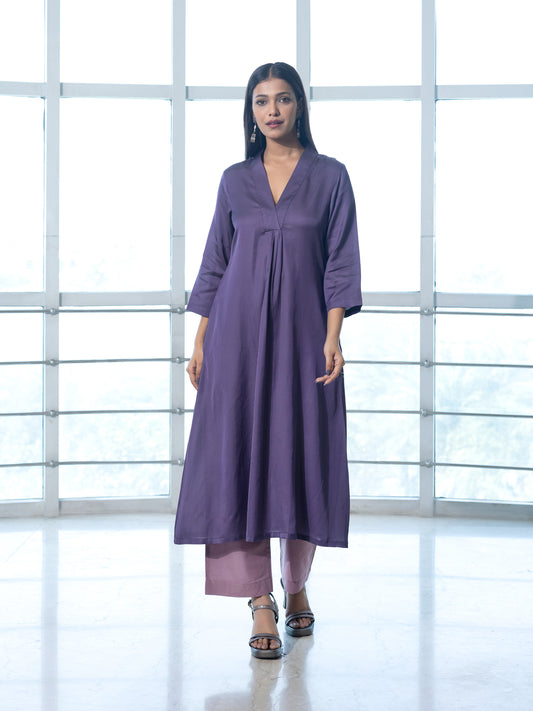 Purple a line modal kurta
