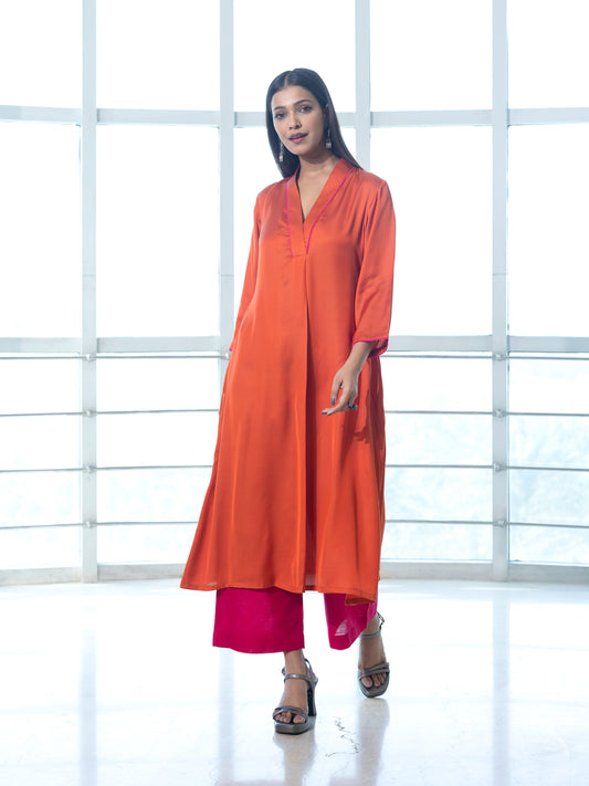 Orange a line modal kurta