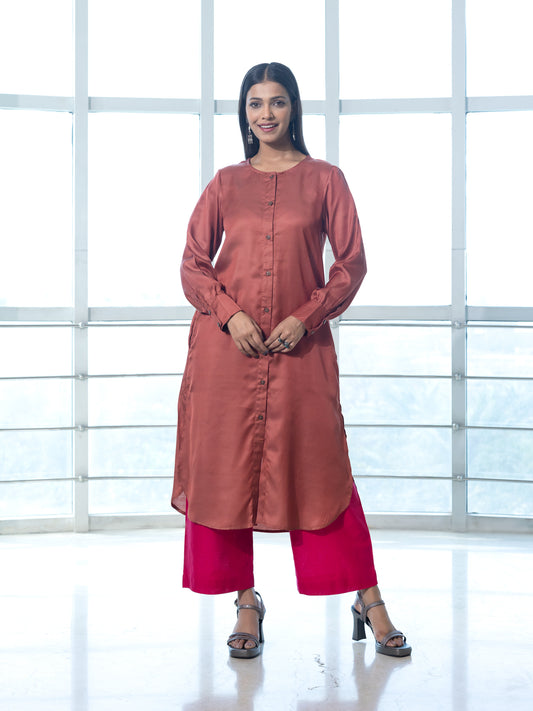 Rust a line modal kurta