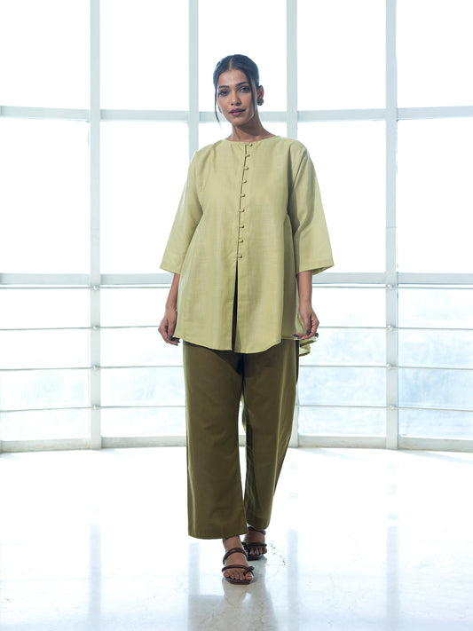 Lemon green cotton linen  co-ord set