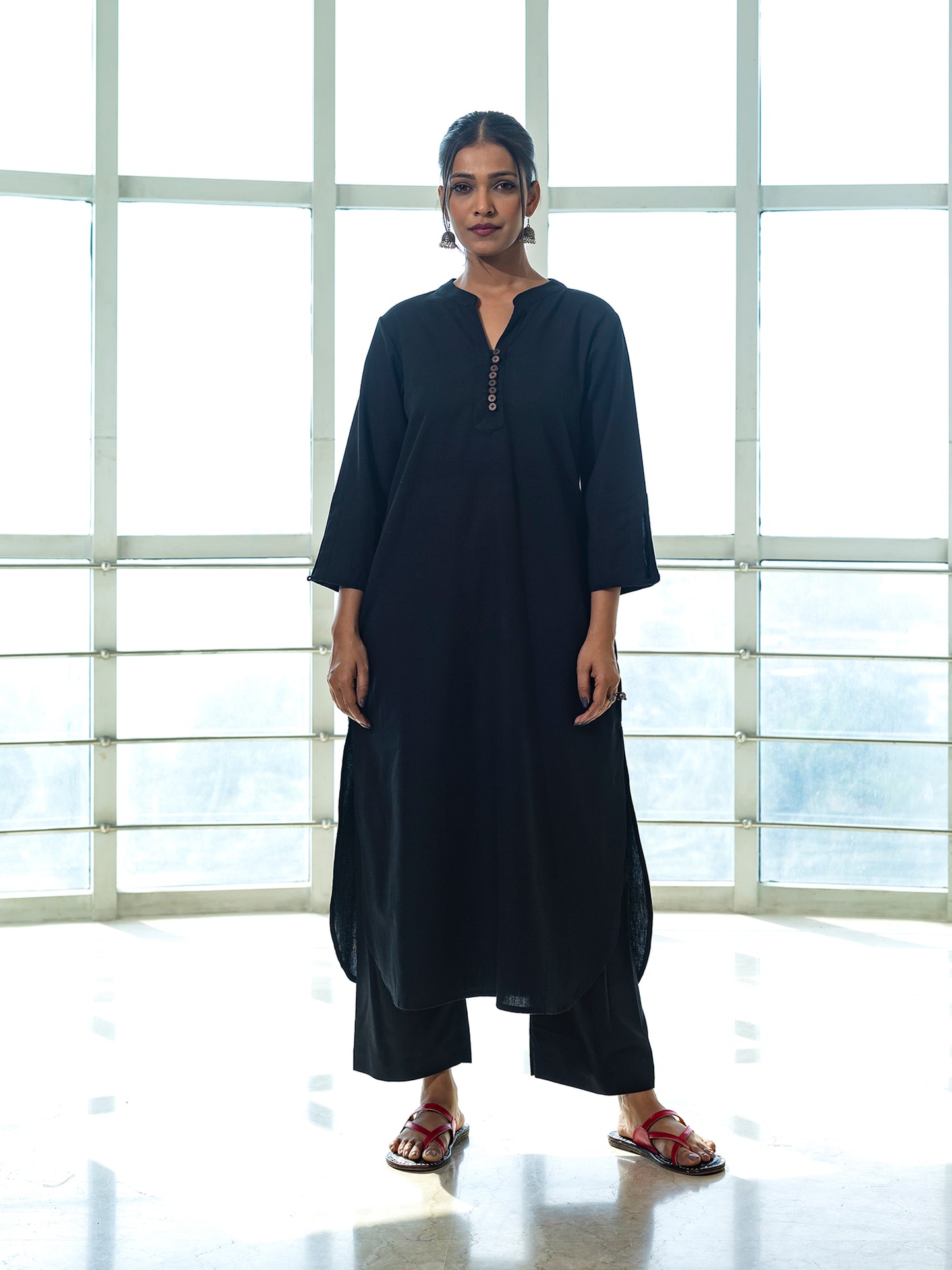 Black cotton linen Pant