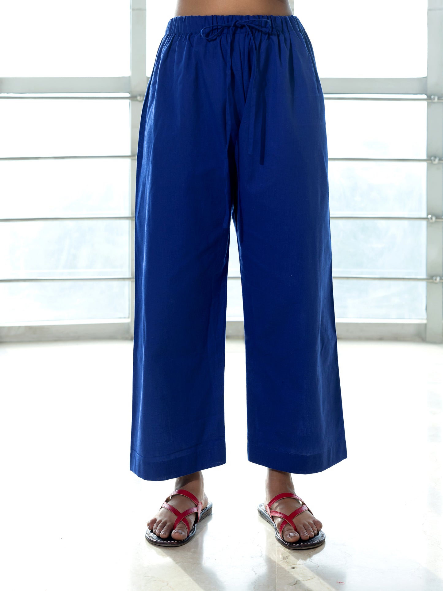 Royal blue cotton linen a line kaftan co-ord set