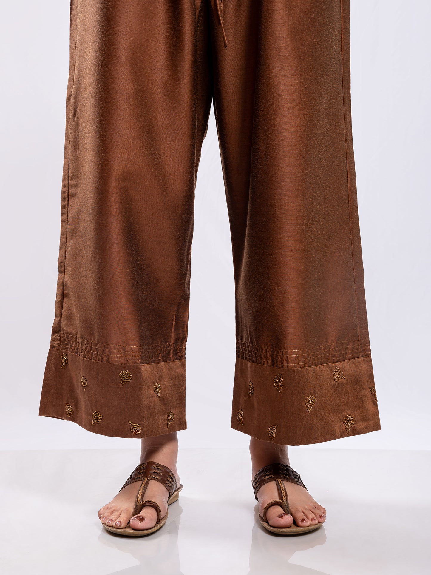 Wine cotton silk aari hand embroidery kurta set