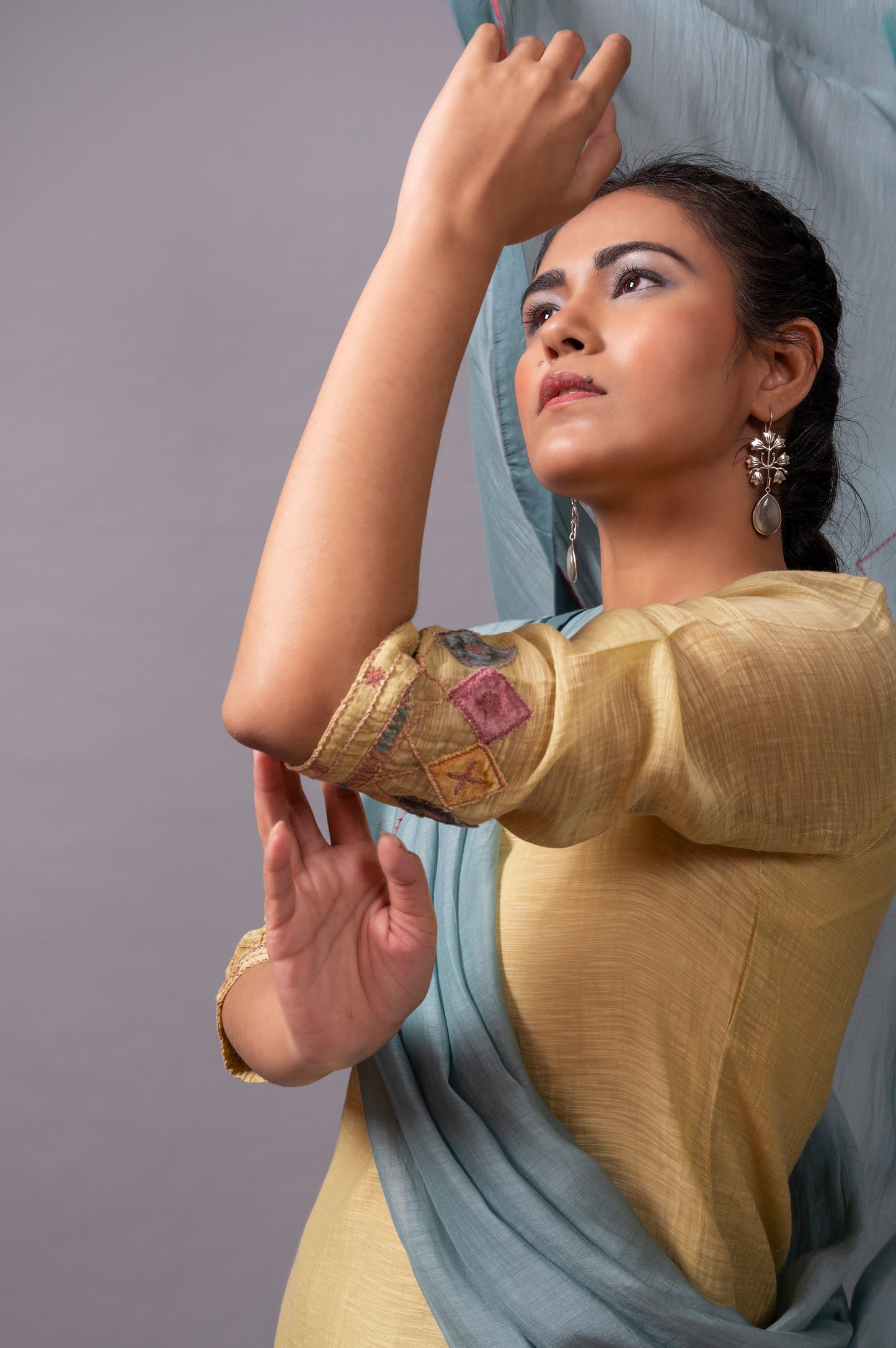 Lemon Green Khadi Chanderi Kurta Set