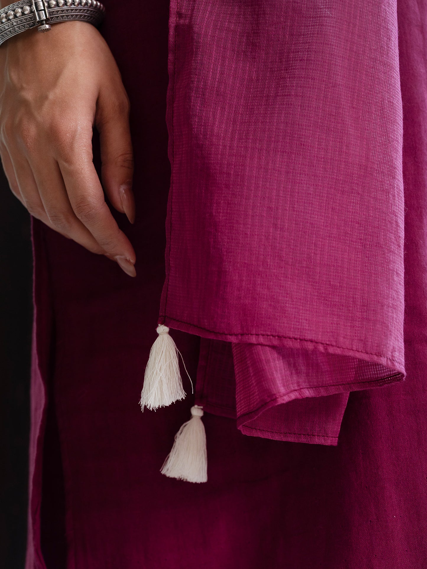 Wine cotton doriwork co-ord set