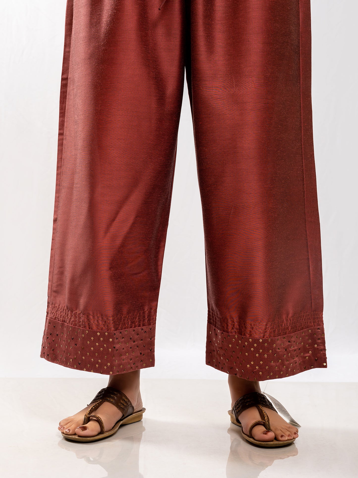 Rani pink cotton silk aari hand embroidery kurta set