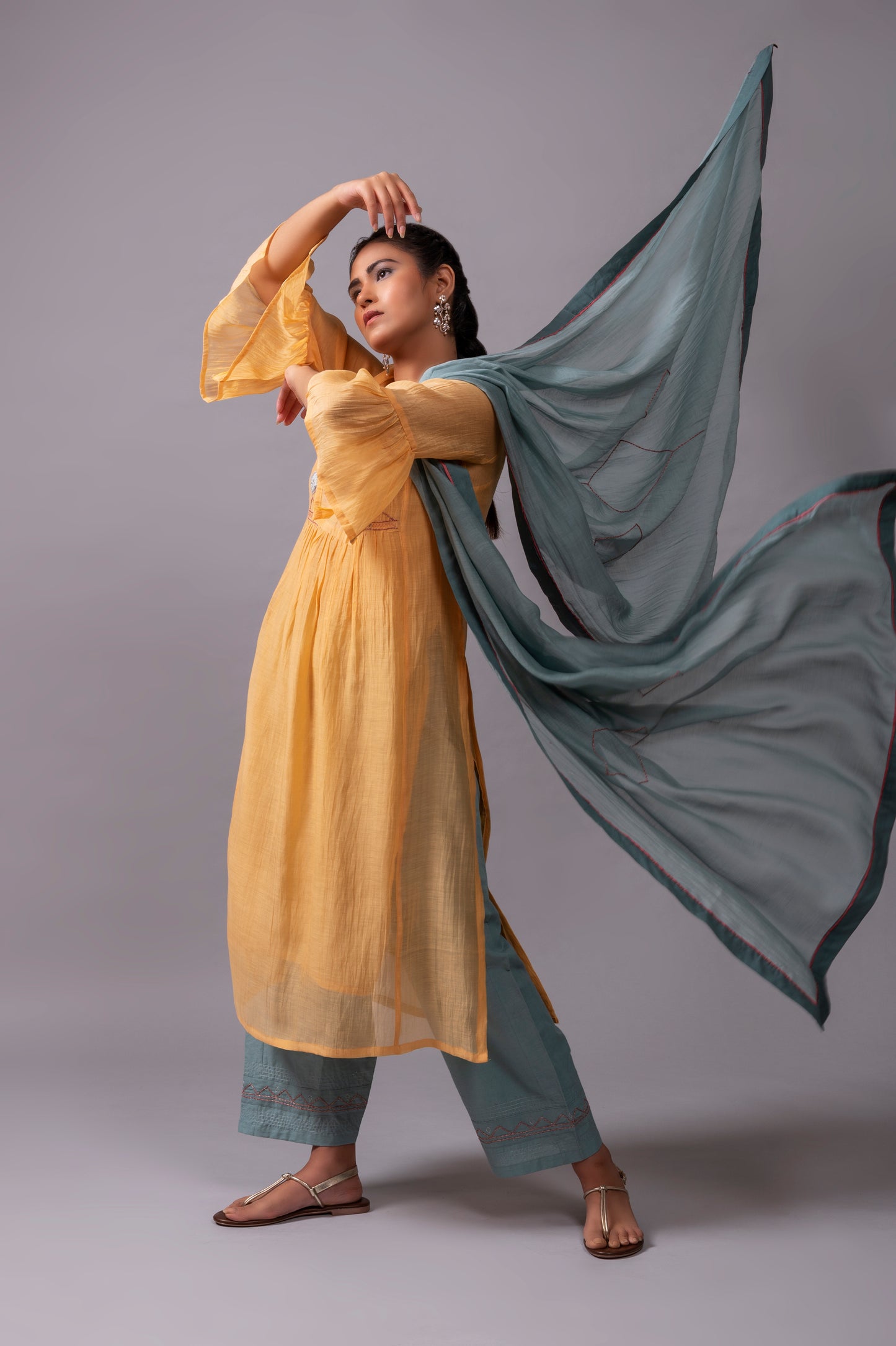 Yellow Fine Chanderi Kurta Set