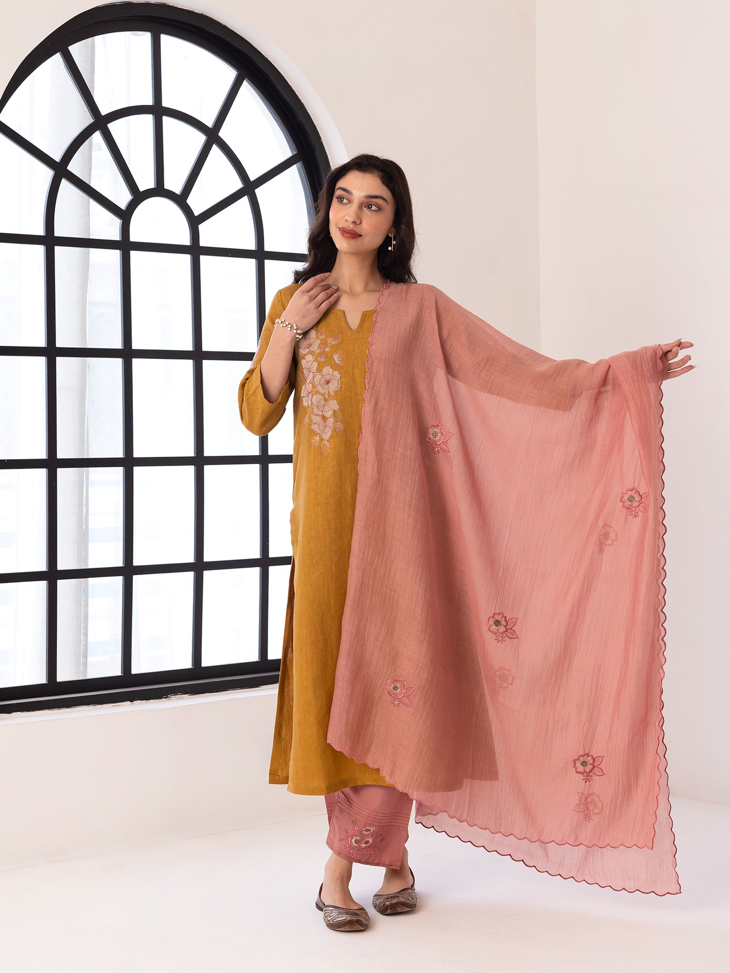 Dark Onion Pink Mul Chanderi Dupatta
