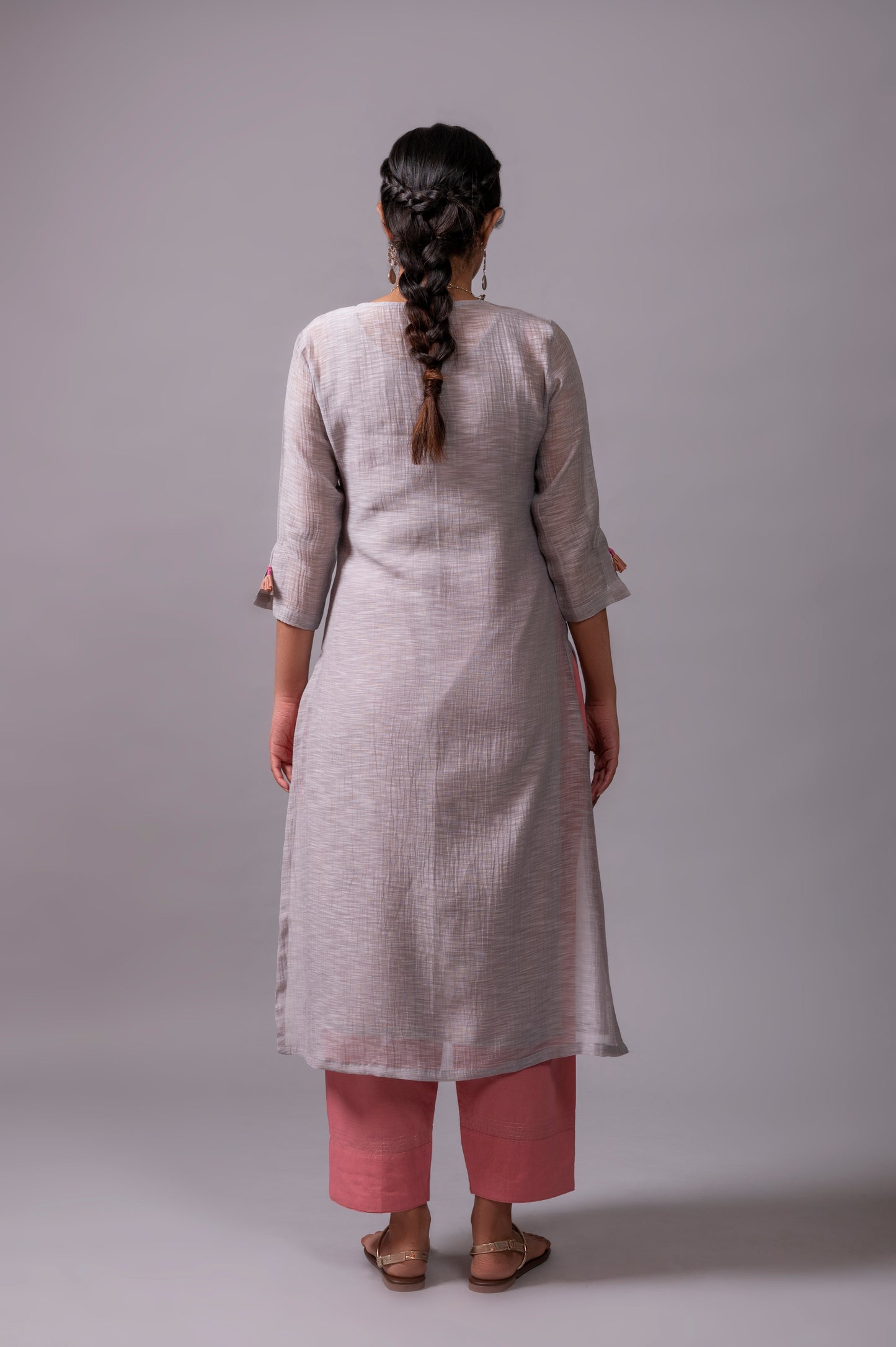 Steel Grey Khadi Chanderi Kurta