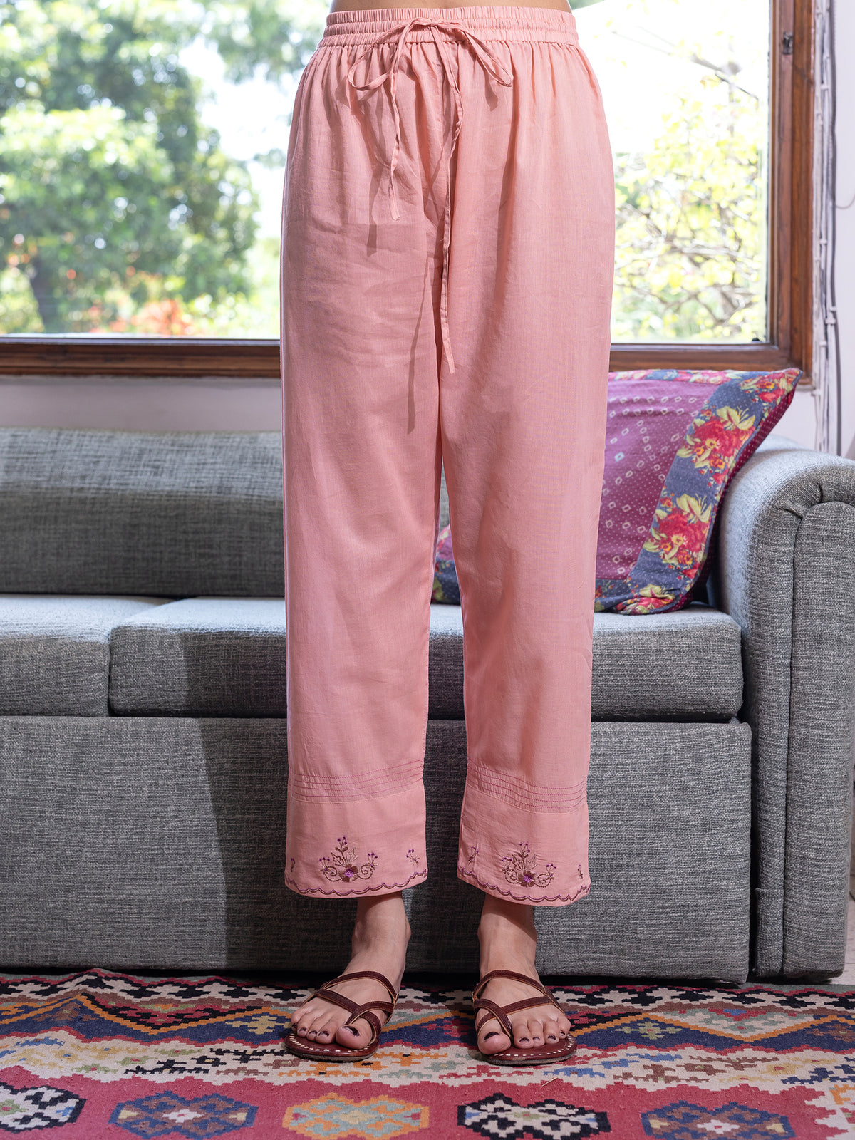 Peach Cotton Pant