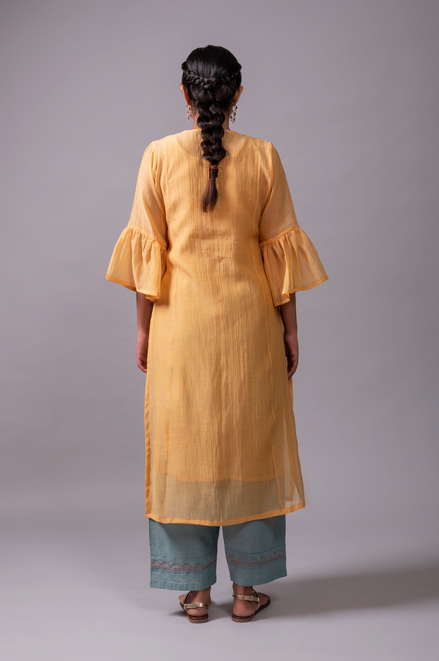 Yellow Fine Chanderi Kurta Set