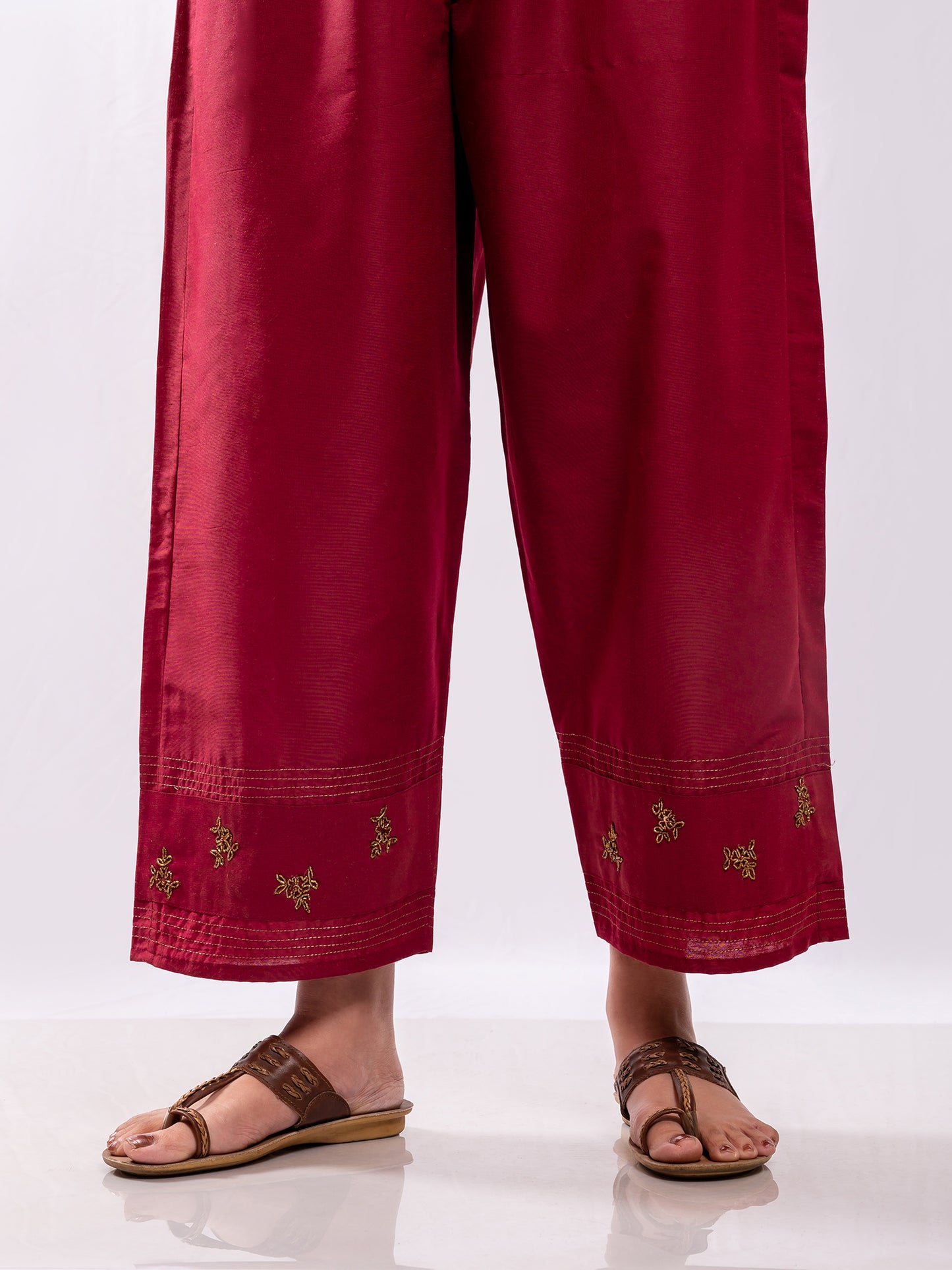 Mehndi green cotton silk aari hand embroidery kurta set