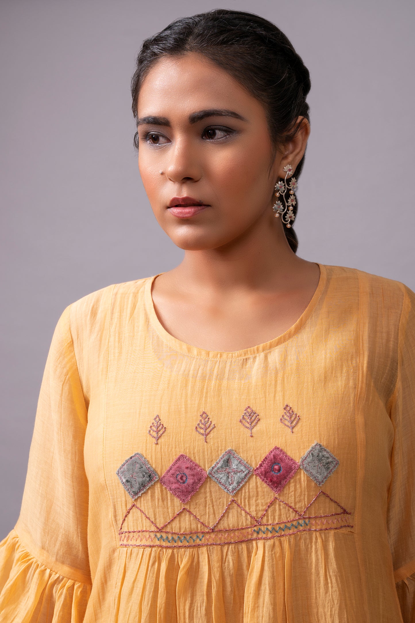 Yellow Fine Chanderi Kurta Set