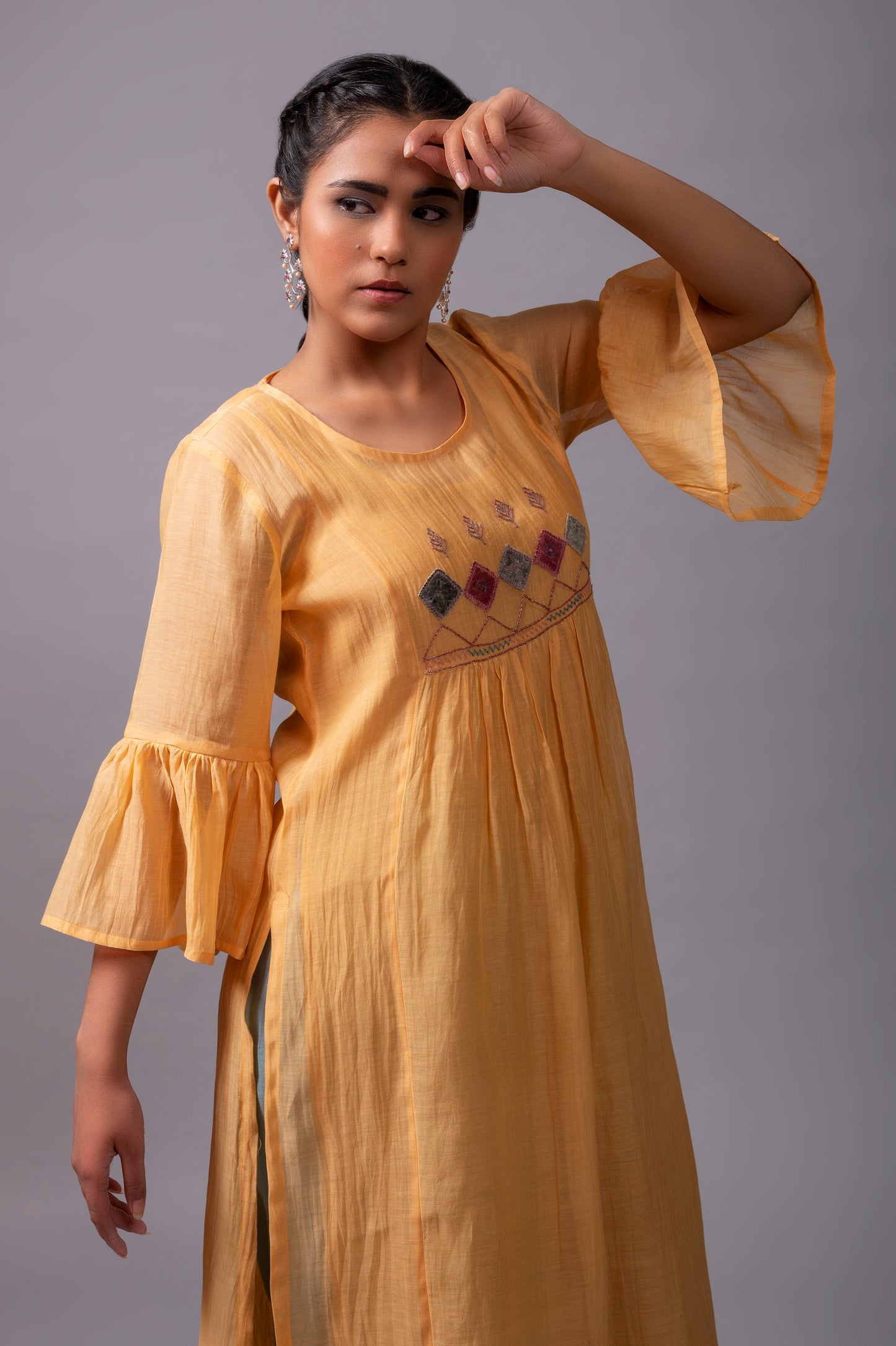 Yellow Fine Chanderi Kurta Set
