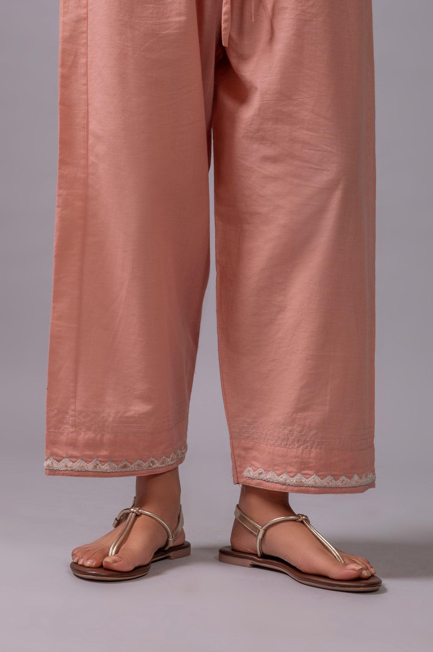 Peach Zardozi Cotton Pants