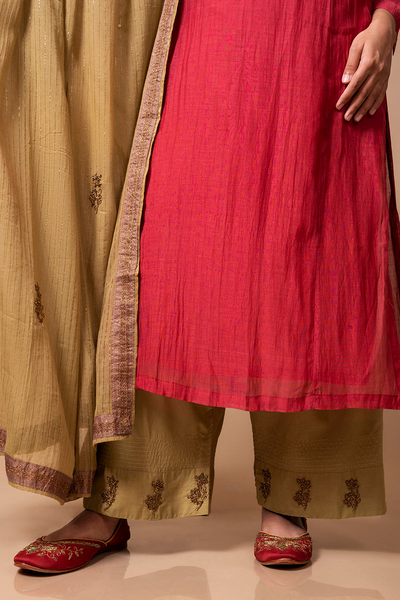 Antique Gold Zardozi Cotton Pants