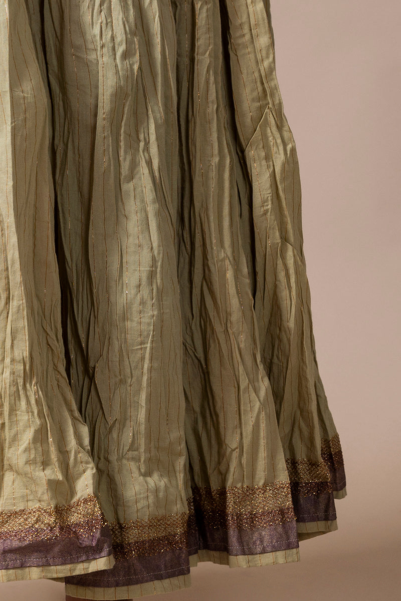 Antique Gold Cotton Flared Skirt
