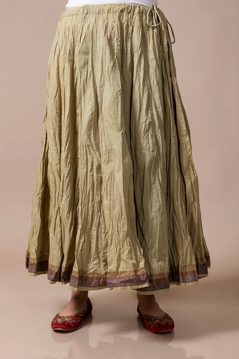 Antique Gold Cotton Flared Skirt
