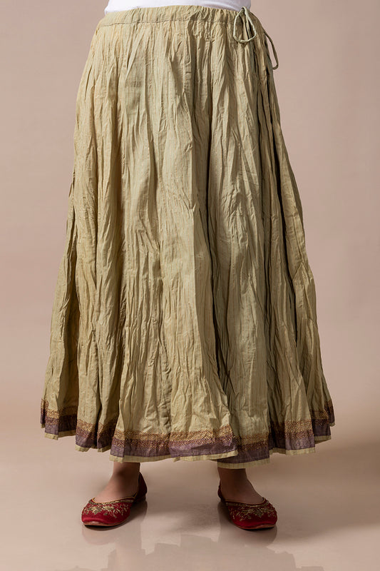 Antique Gold Cotton Flared Skirt