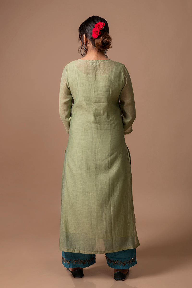 Green Chanderi Silk Kurta Set
