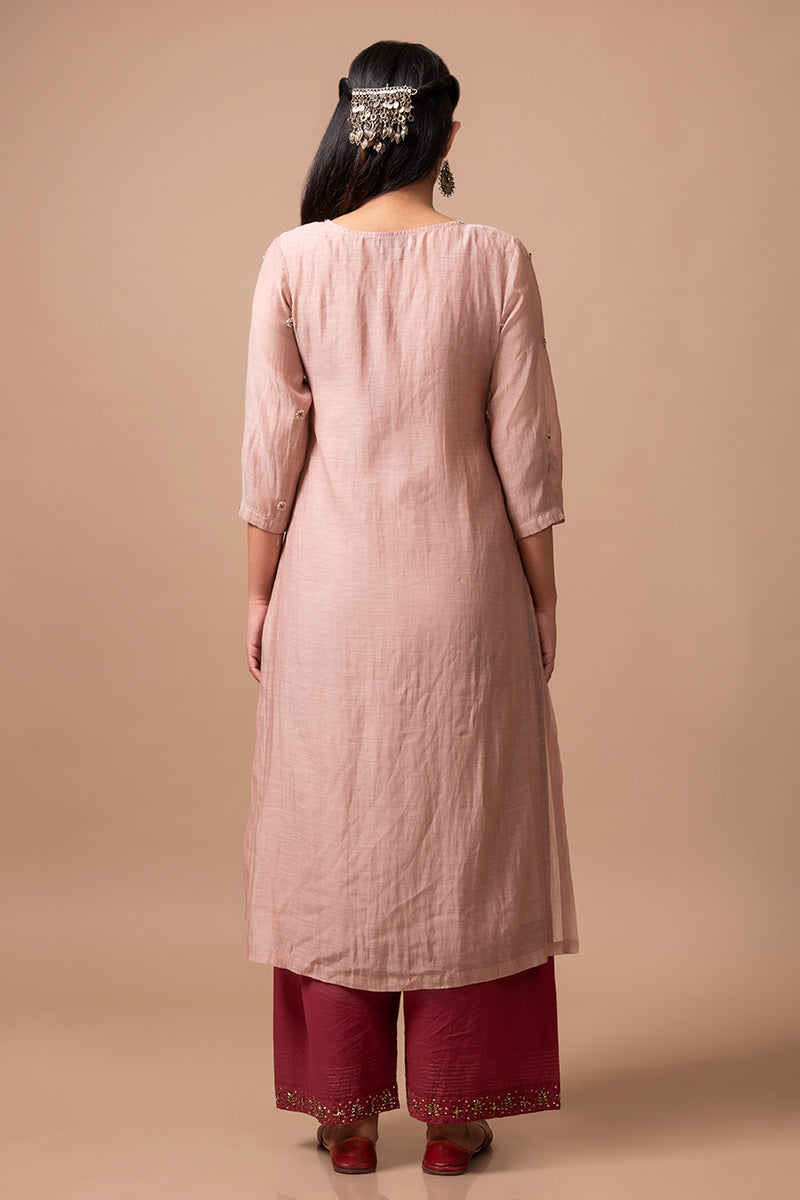 Old Rose Chanderi Silk Kurta