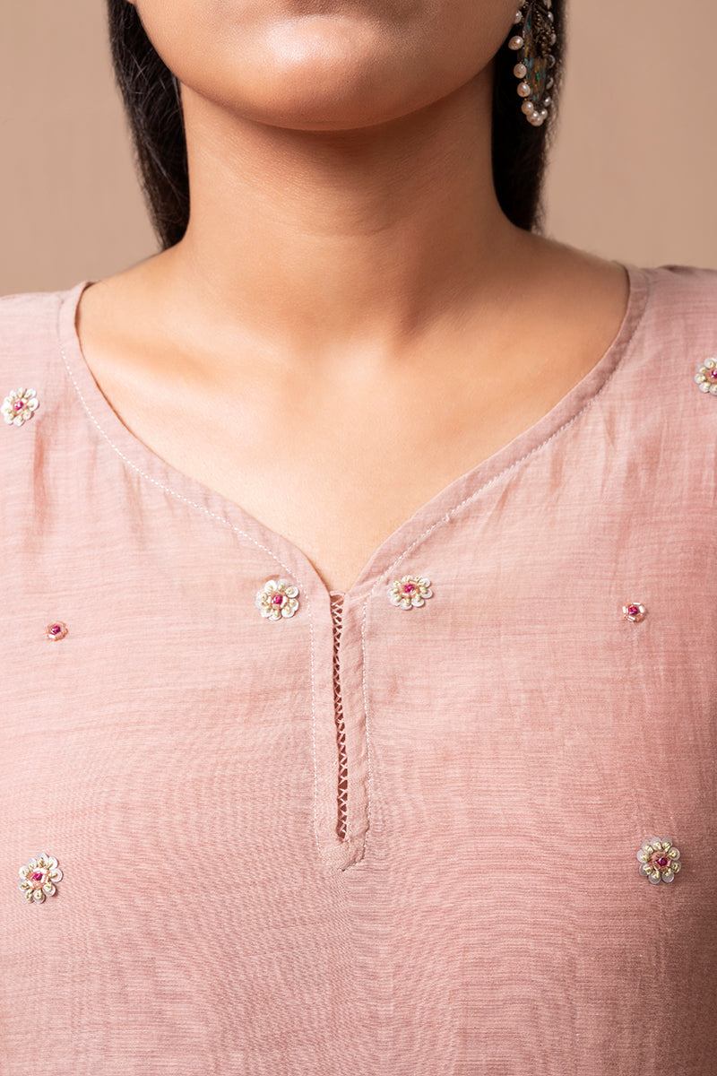 Old Rose Chanderi Silk Kurta
