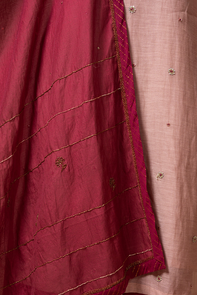 Old Rose Chanderi Silk Kurta Set