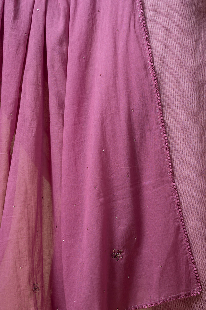 Purple Zardozi Mulmul Dupatta