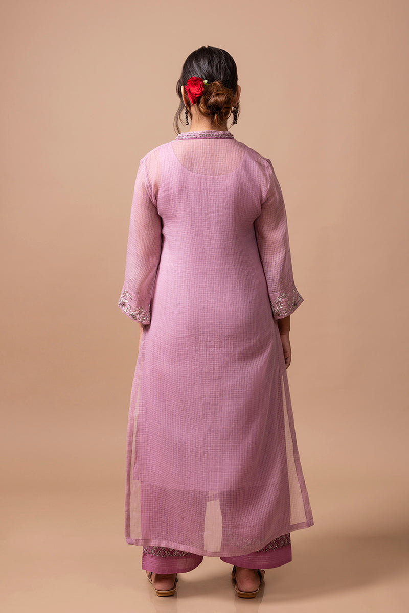 Mauve Kota Doria Kurta