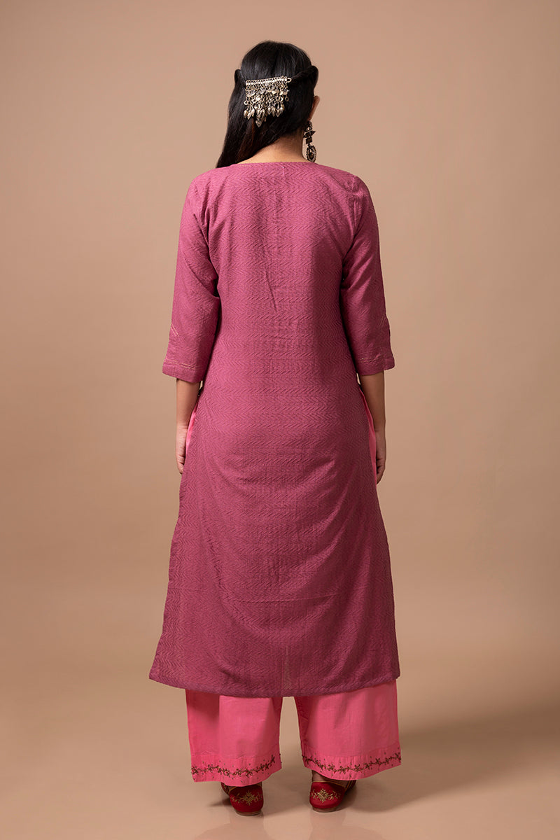 Plum Jacquard Kurta