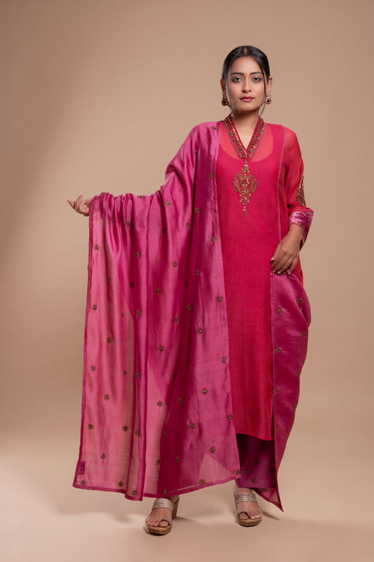 Purple Chanderi Silk Dupatta