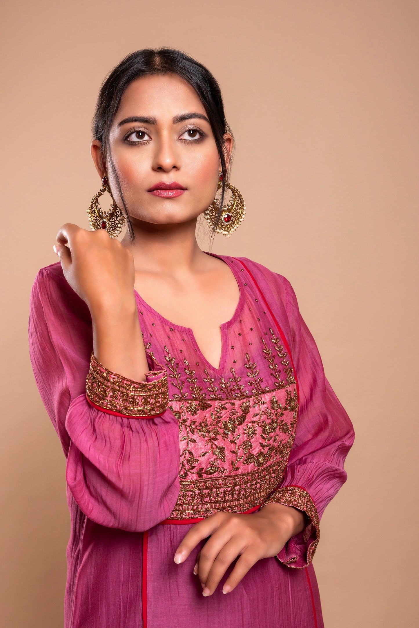 Purple Chanderi Silk Kurta Set