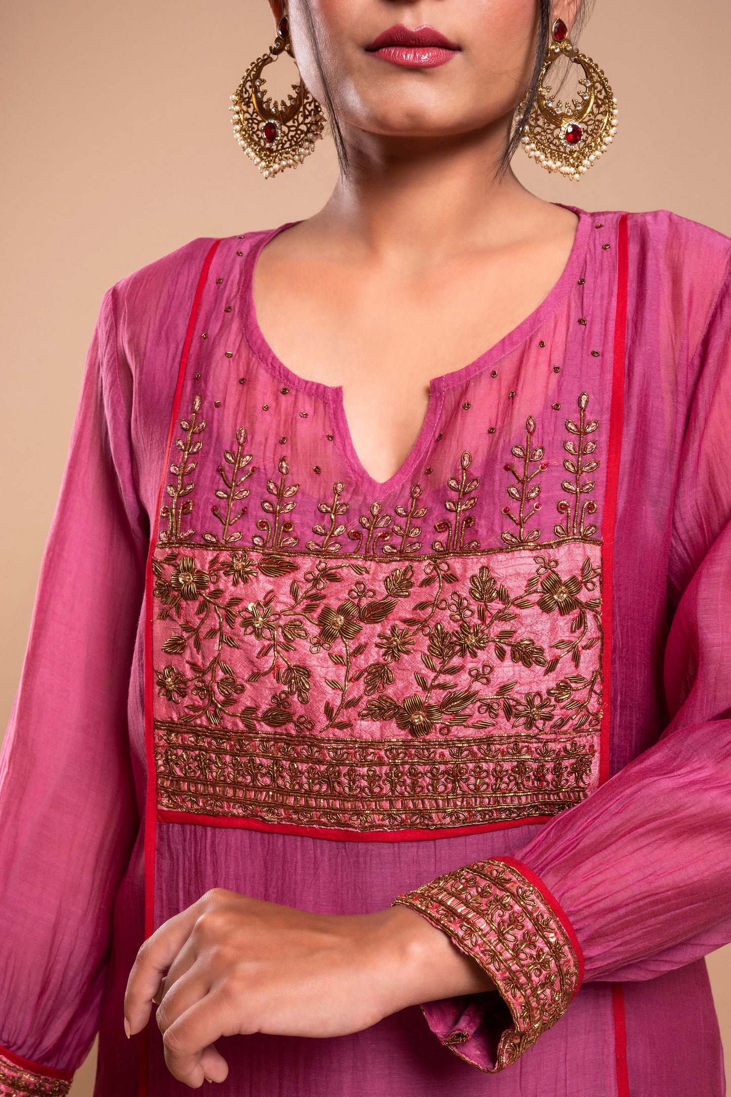 Purple Chanderi Silk Kurta Set