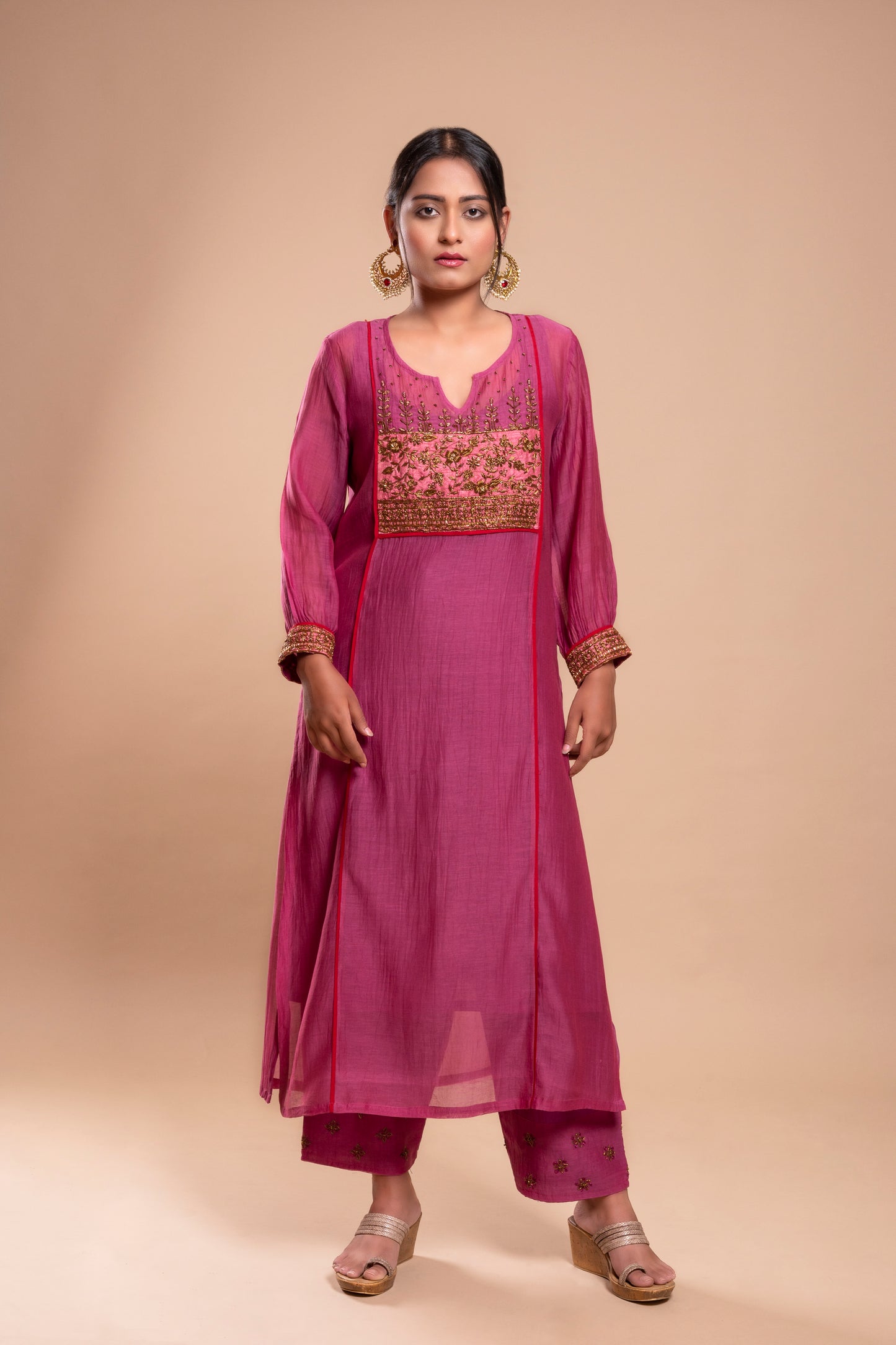 Purple Chanderi Silk Kurta