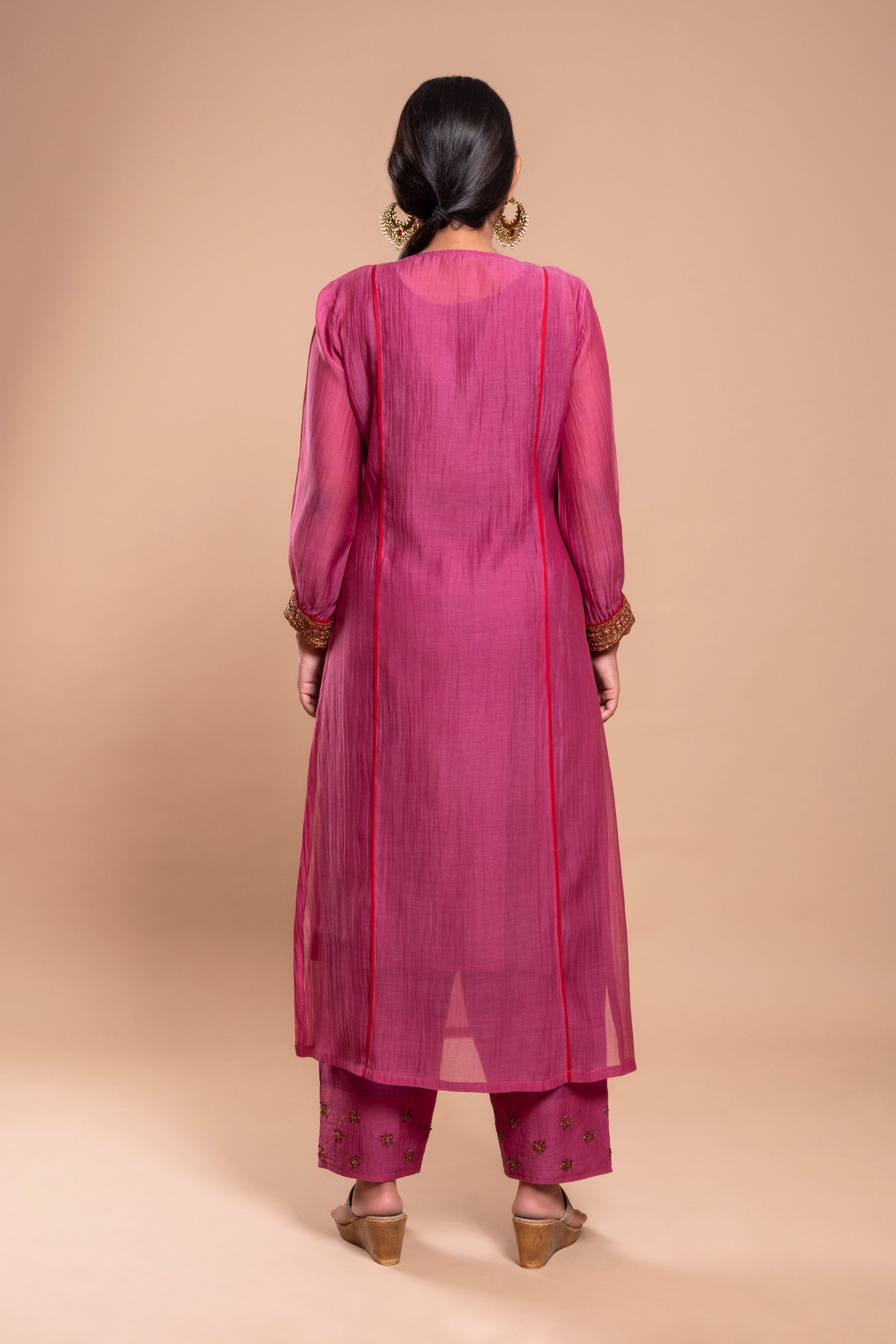 Purple Chanderi Silk Kurta Set
