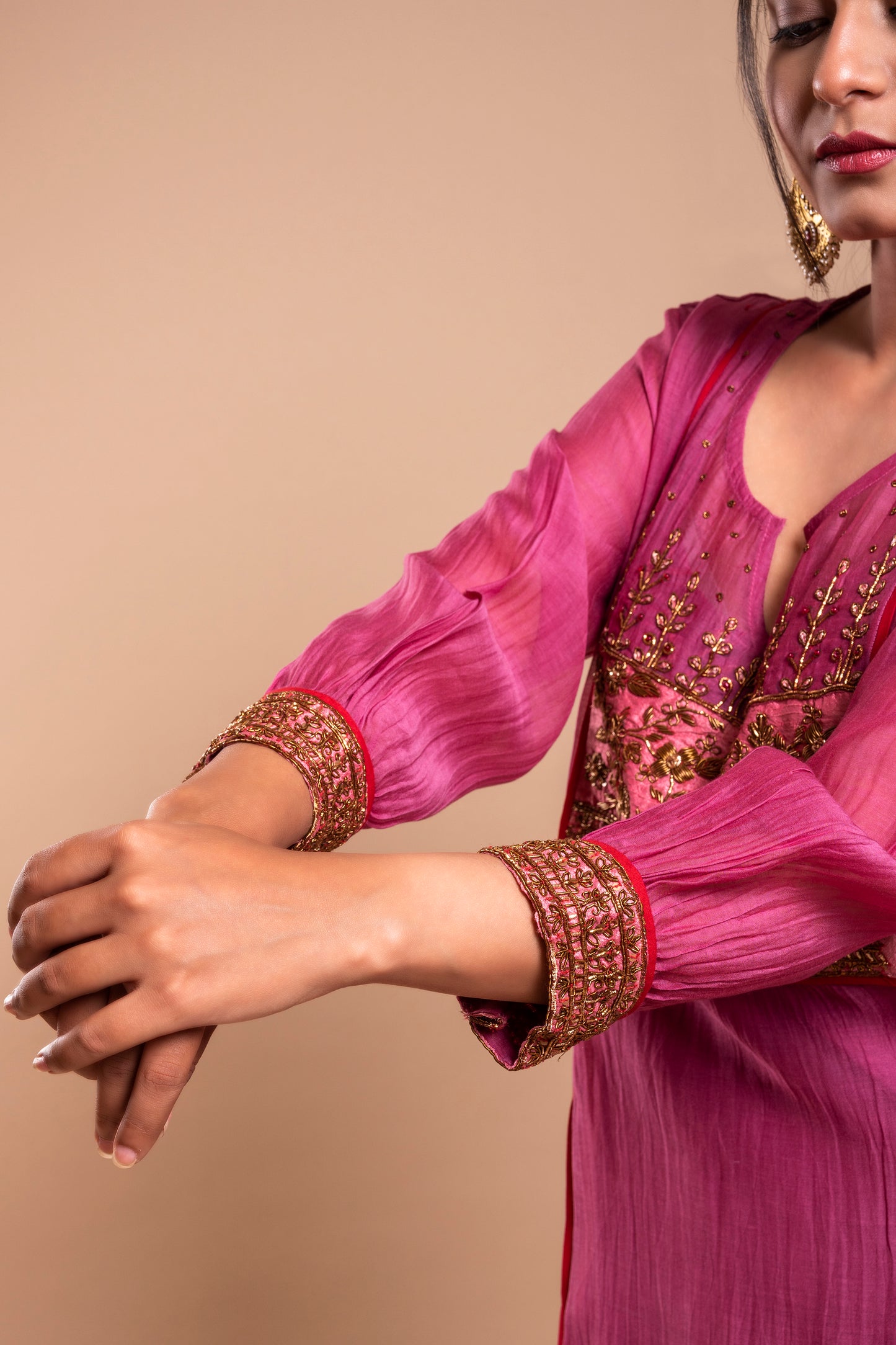 Purple Chanderi Silk Kurta