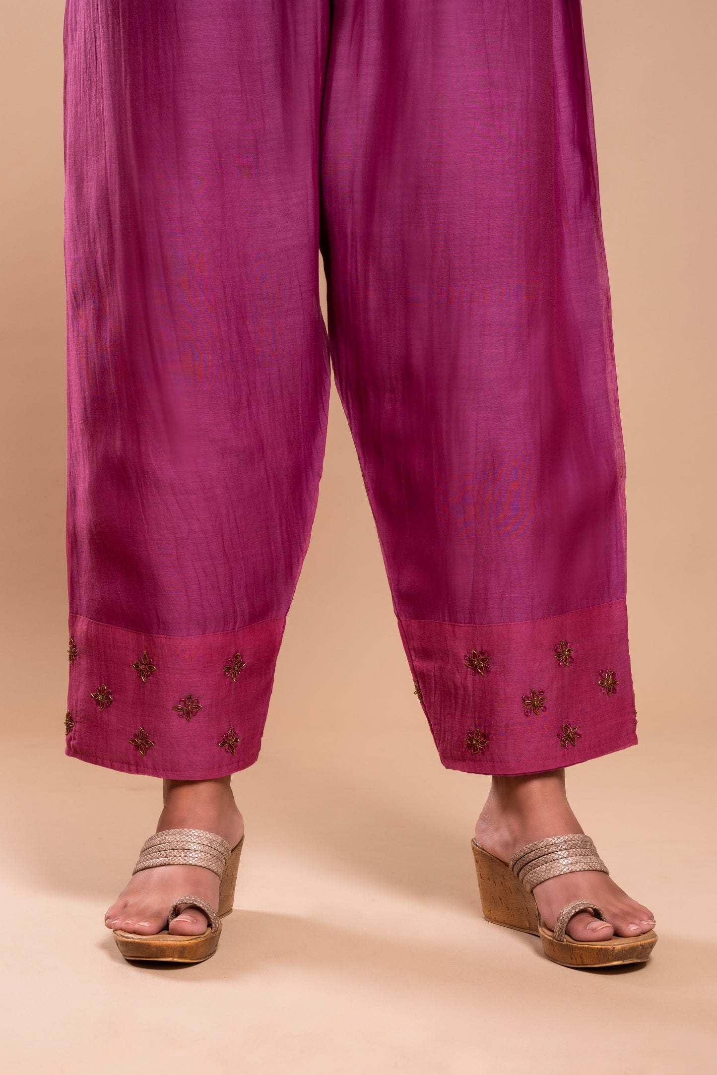 Purple Chanderi Silk Pant