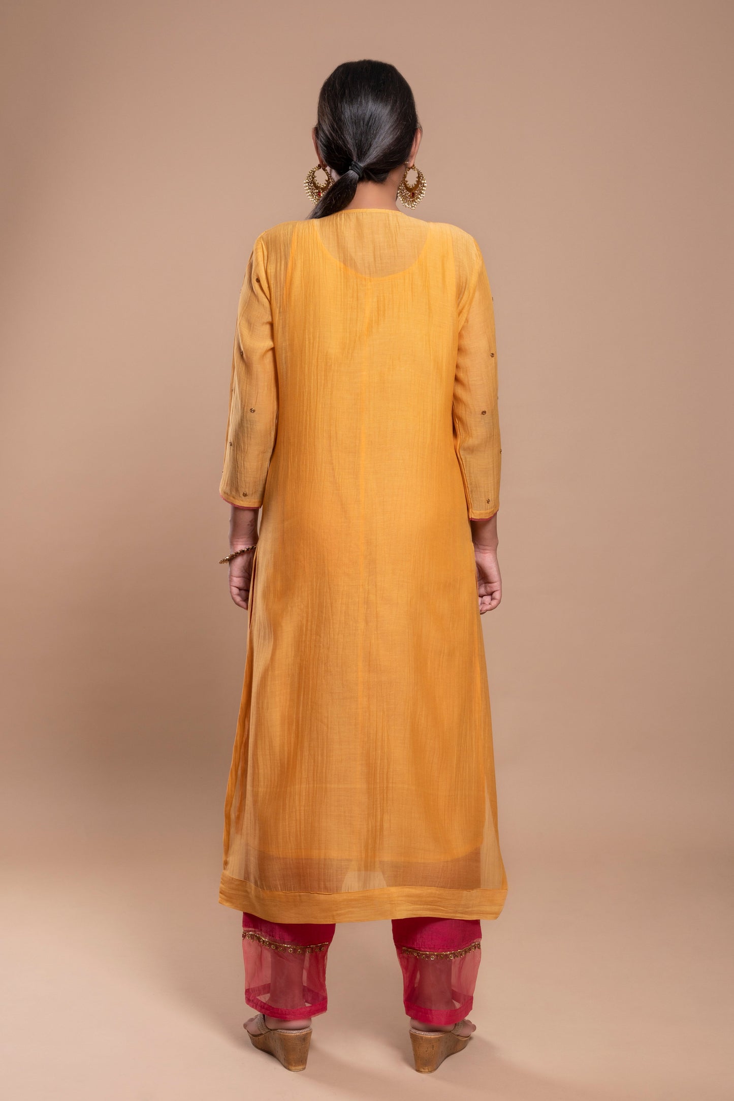 Yellow Chanderi Silk Kurta Set