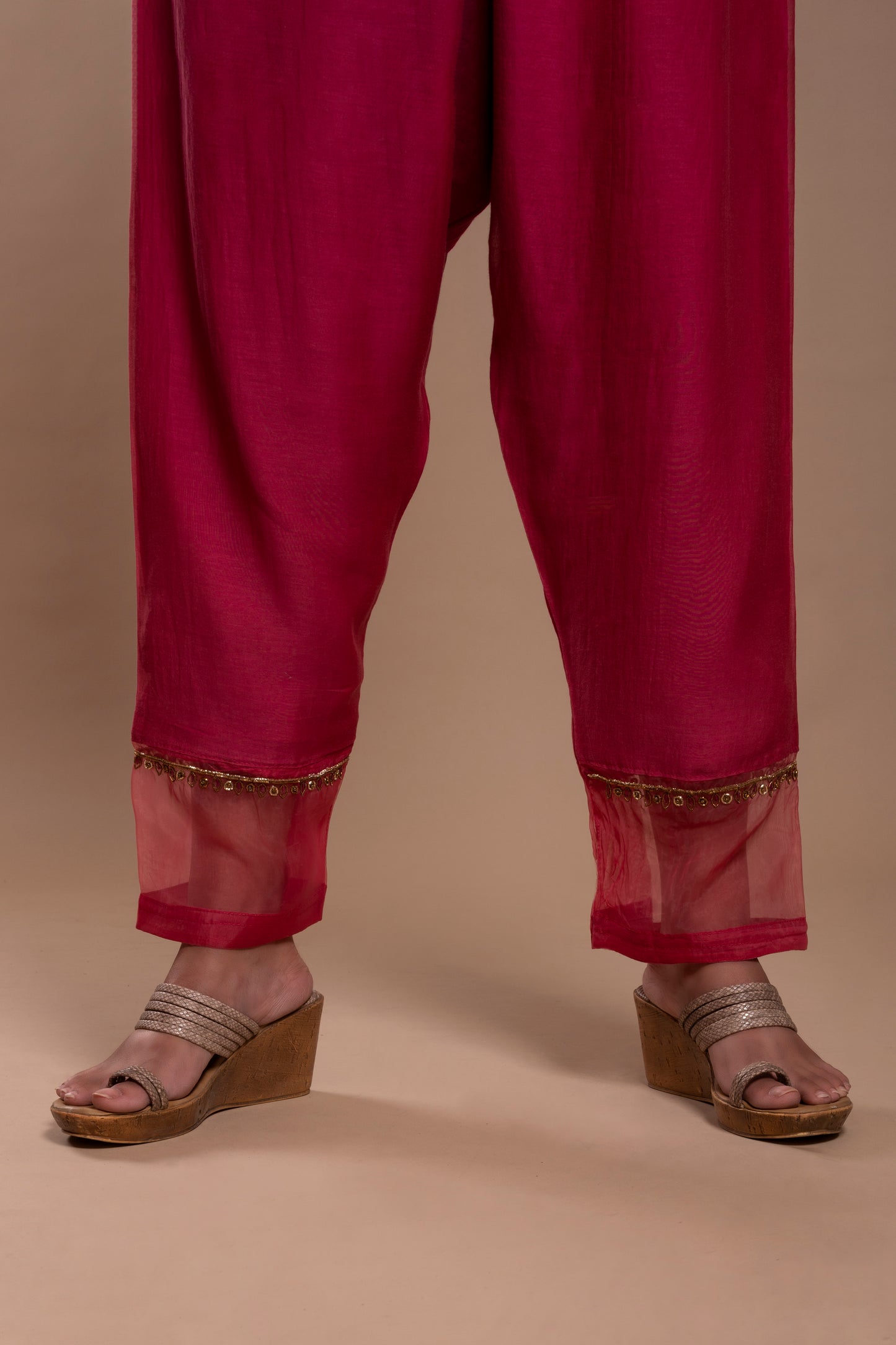 Burgundy Chanderi Silk Kurta Set