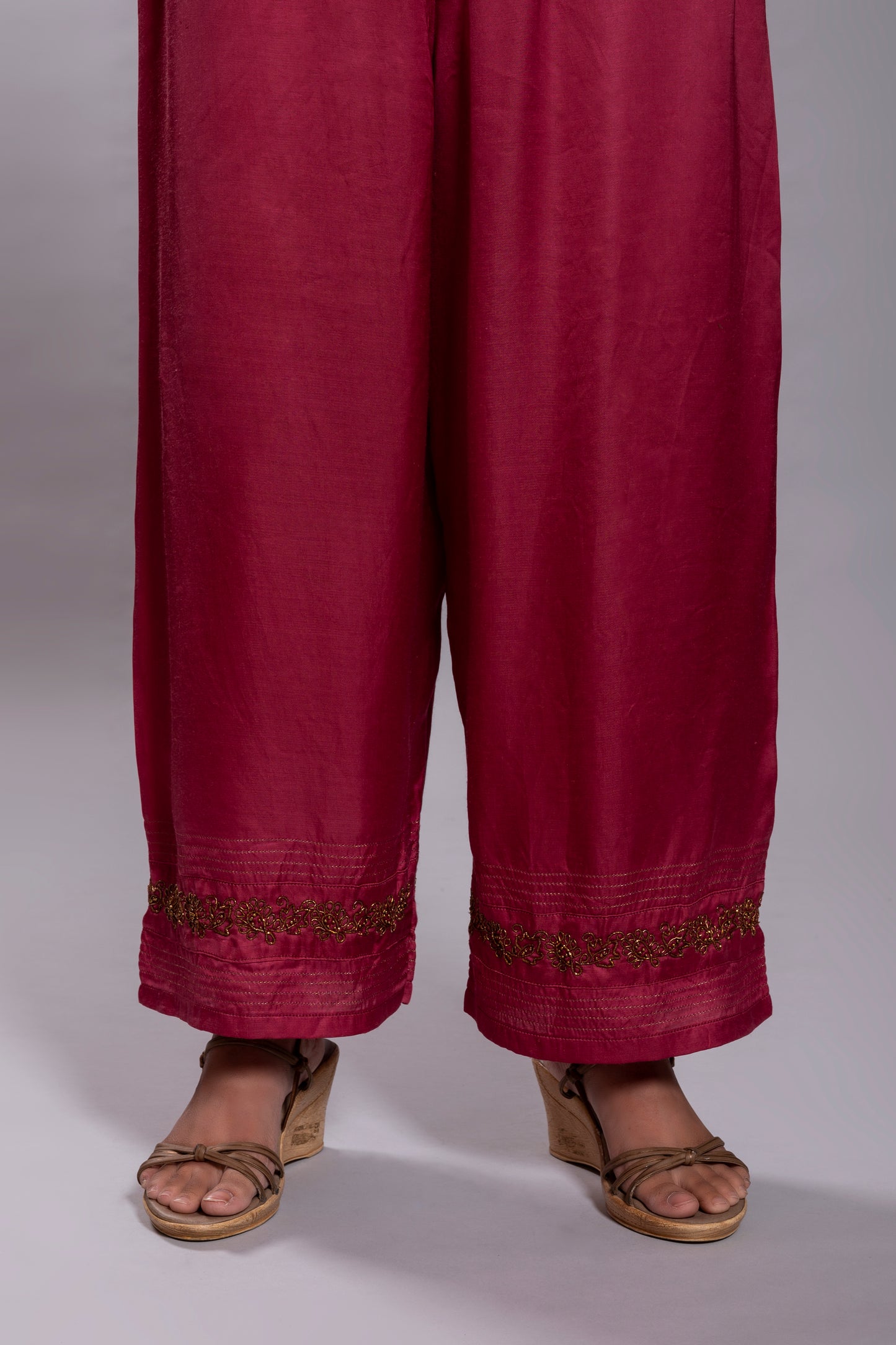 Dark Purple Silk Velvet Kurta Set