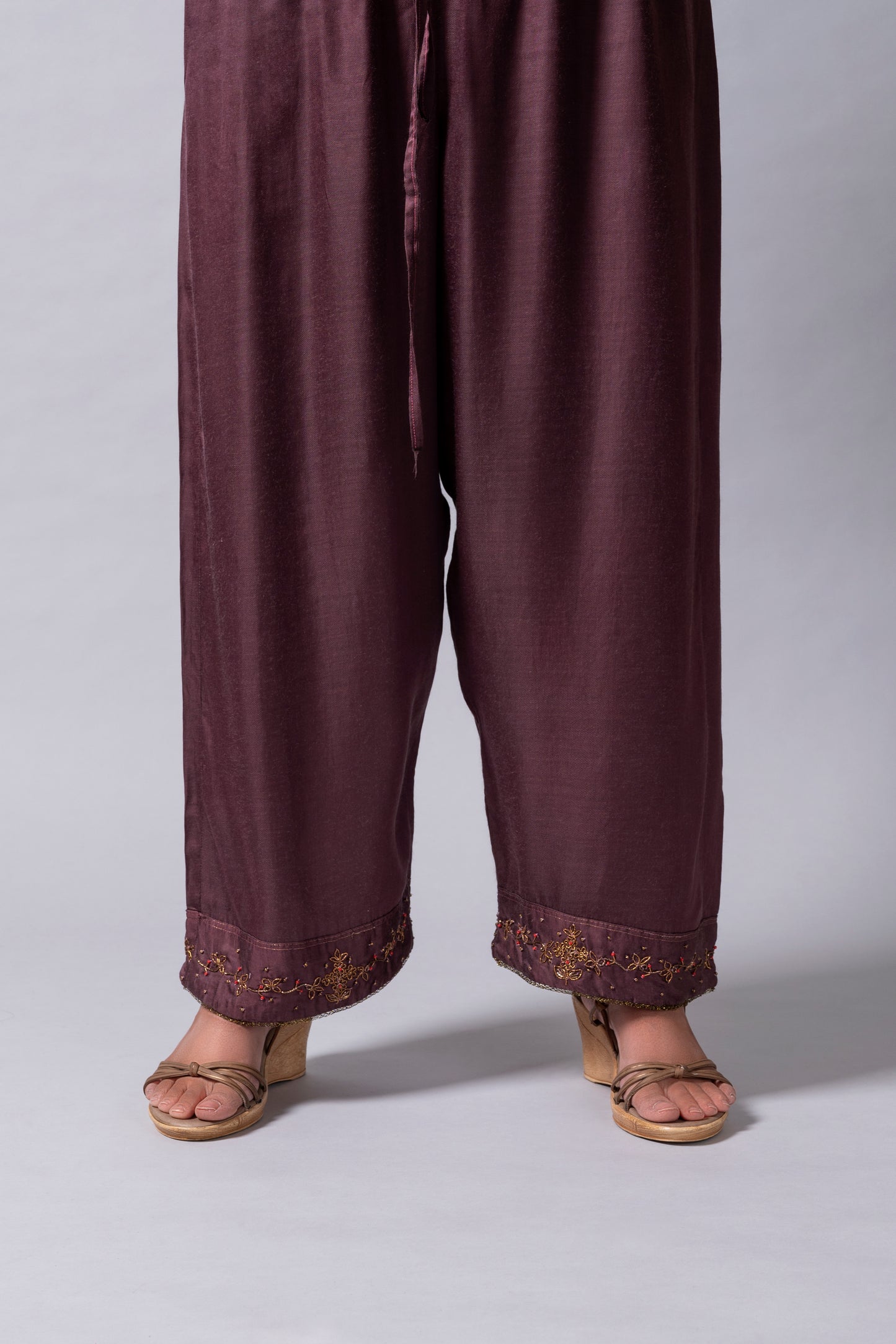 Old Rose Silk Velvet Kurta Set