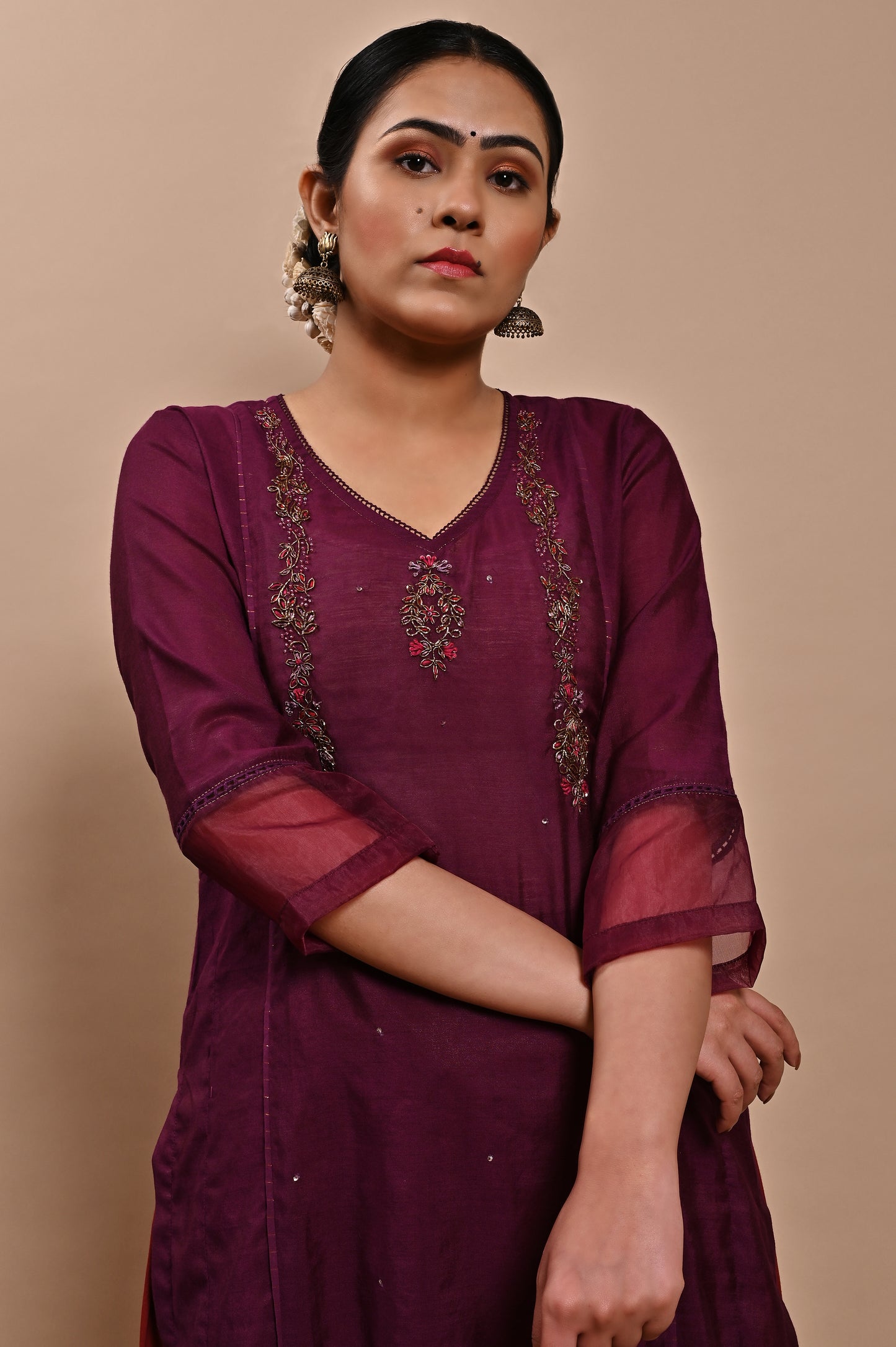 Purple Handloom Silk Kurta