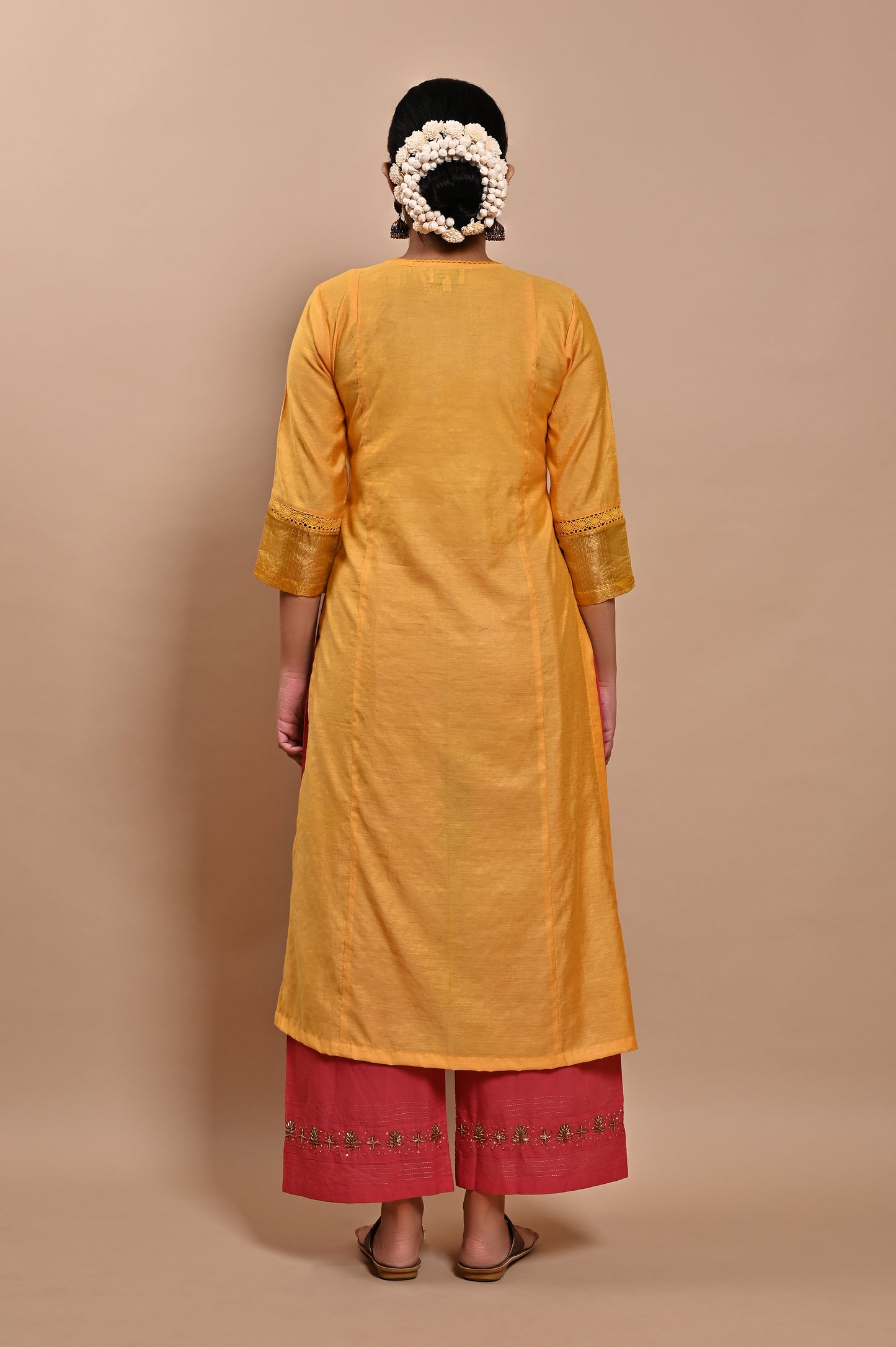 Yellow Handloom Silk Kurta Set