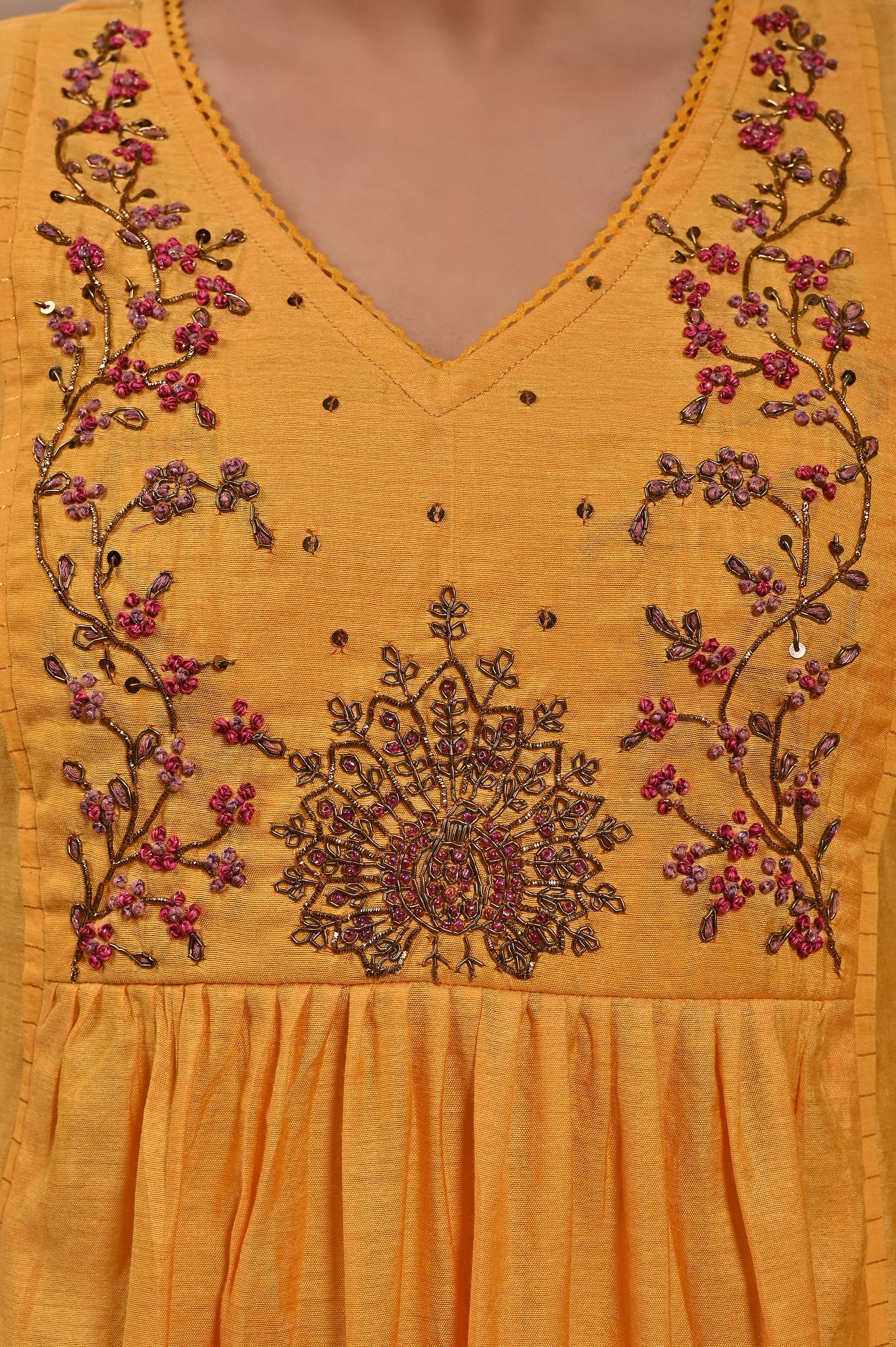 Yellow Handloom Silk Kurta Set