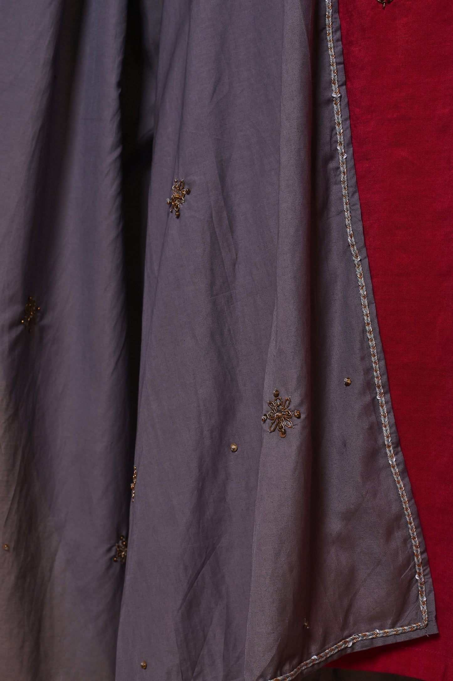 Grey Zardozi Cotton Silk Dupatta