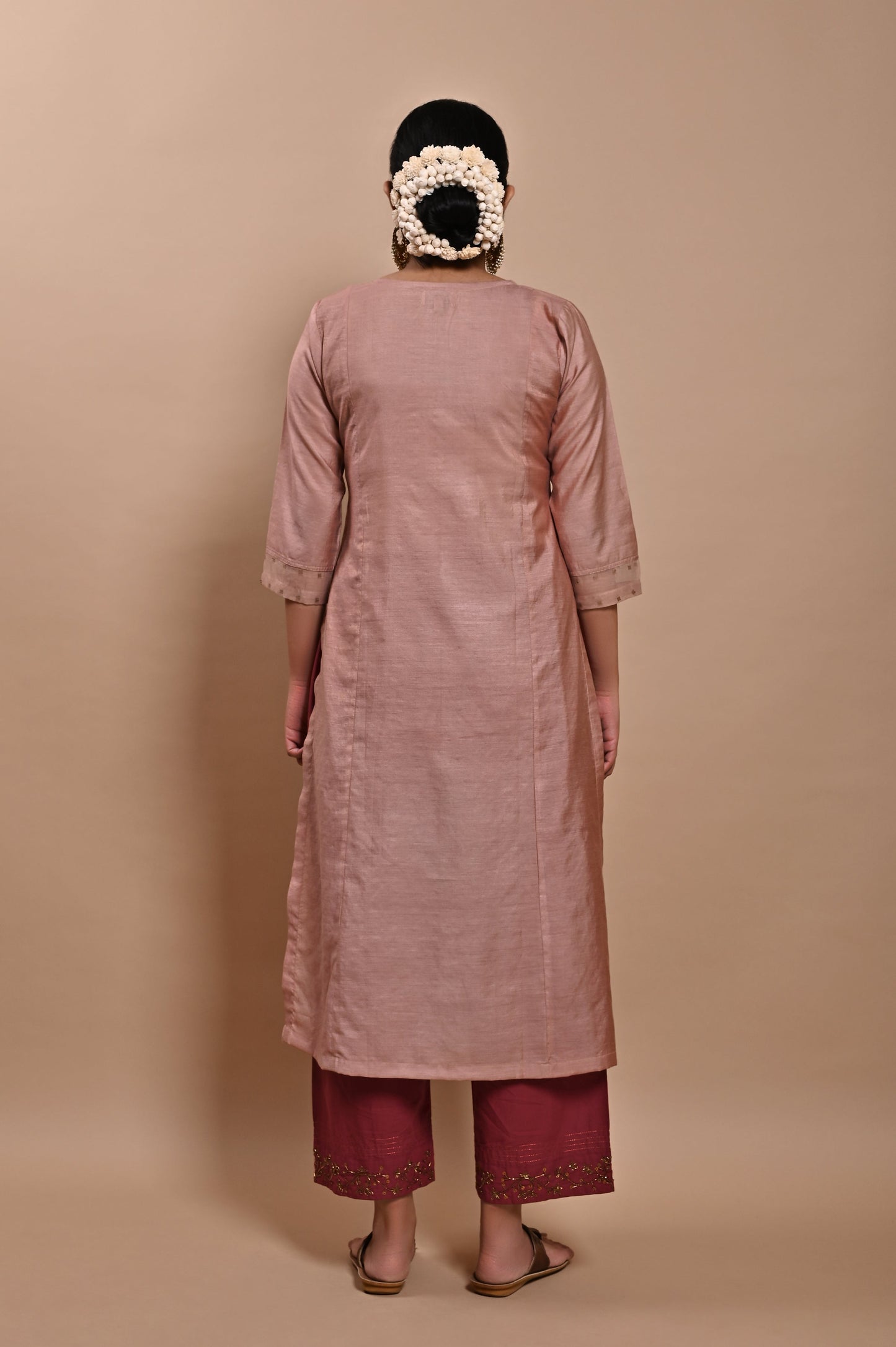 Old Rose Handloom Silk Kurta Set