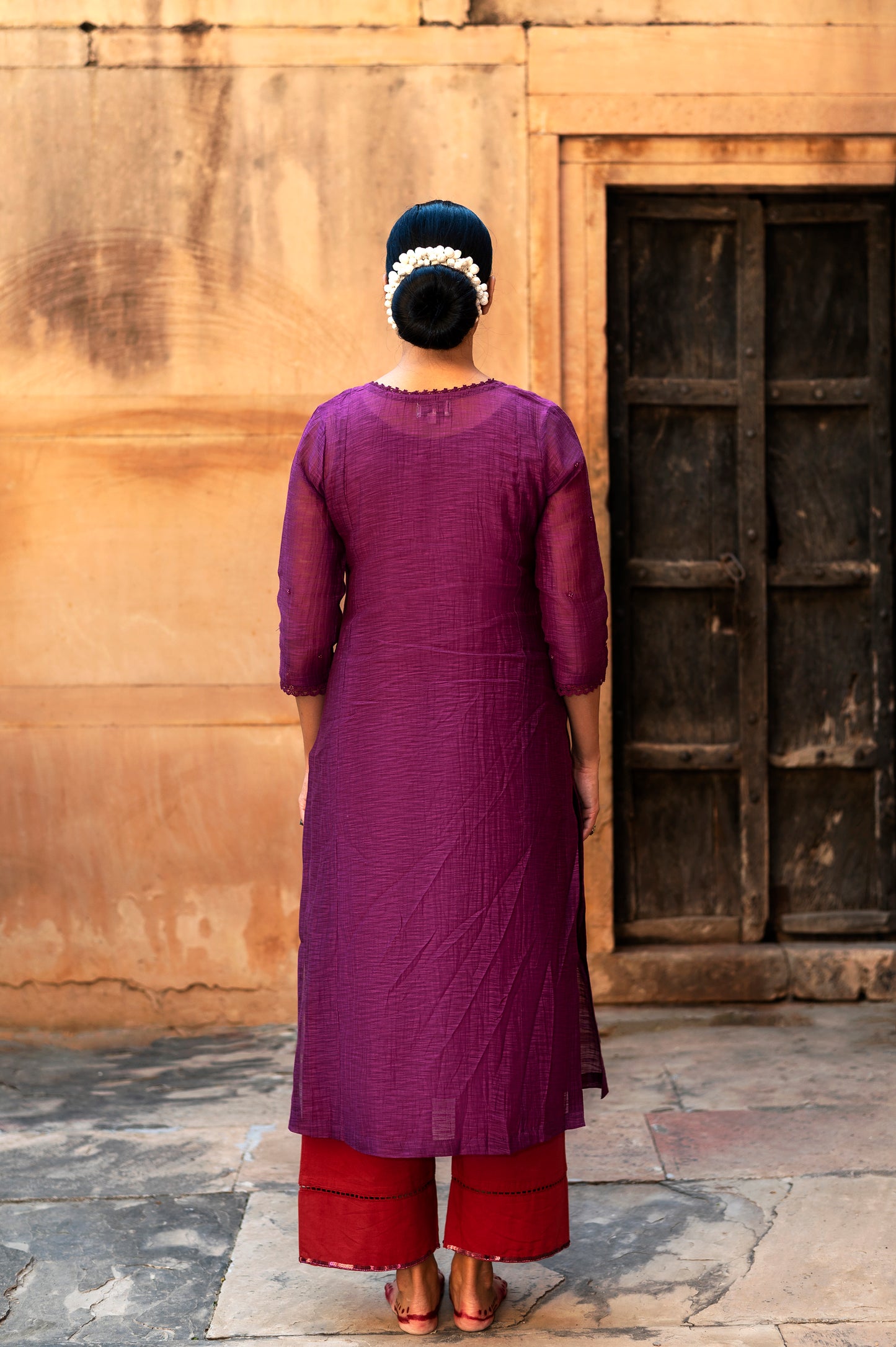 Purple Khadi Chanderi Kurta