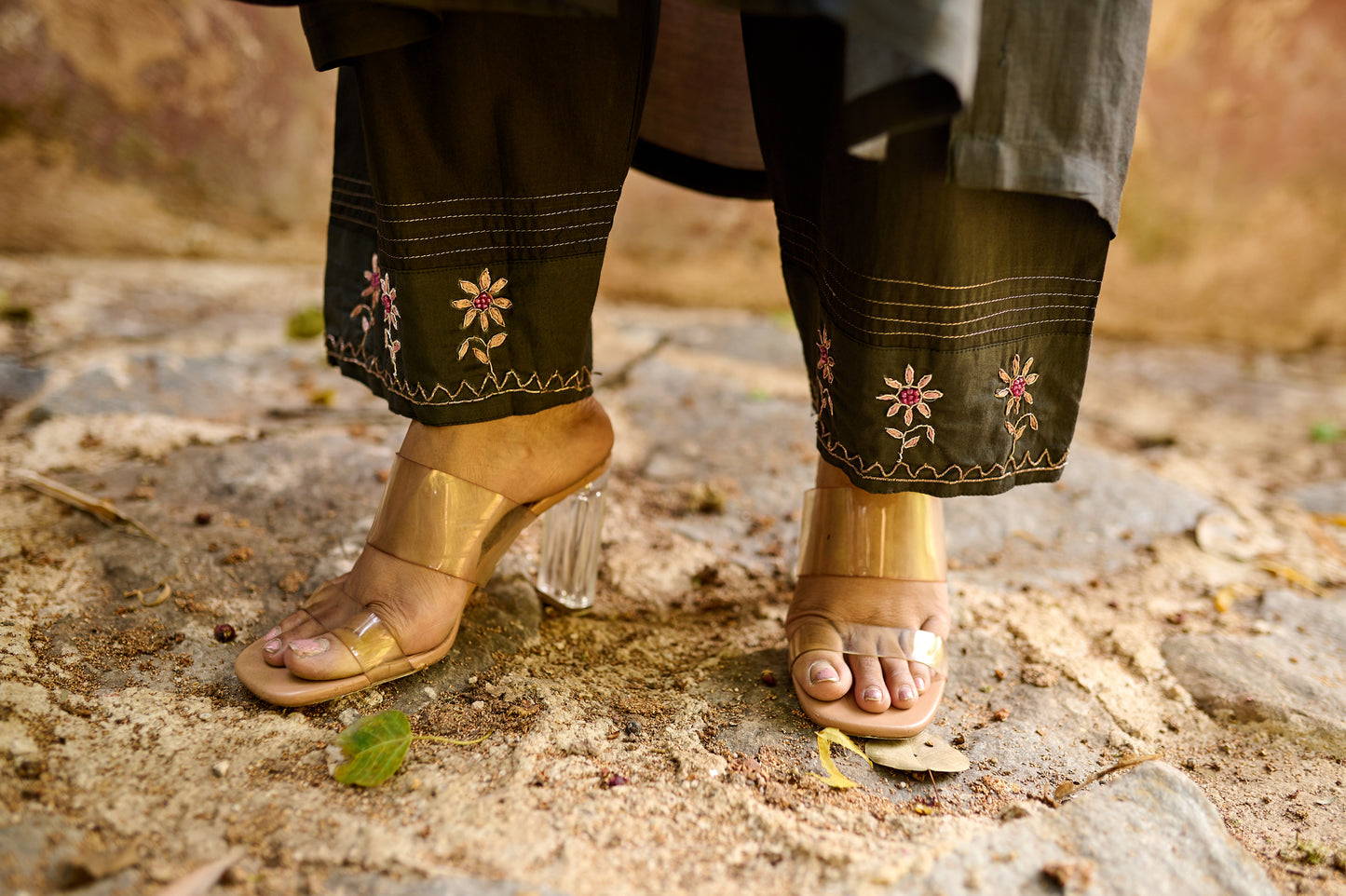 Black zardozi Cotton Pants