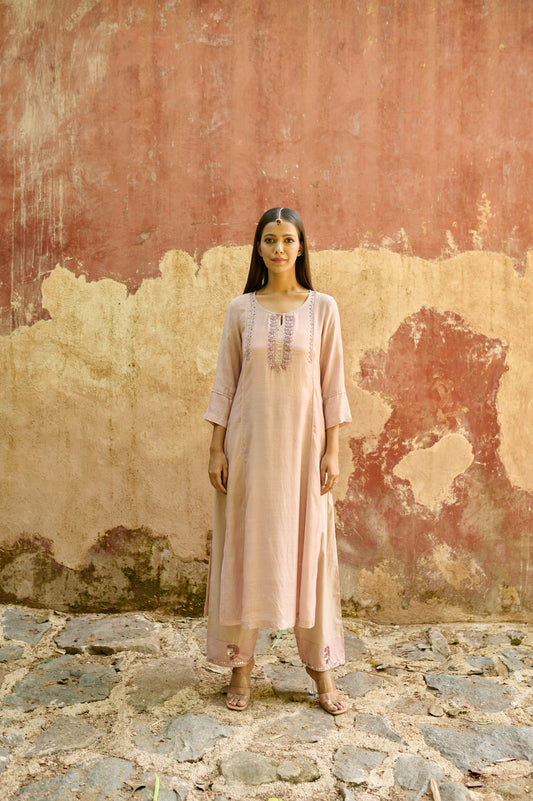 Light Mauve Cotton Silk Zardozi Kurta